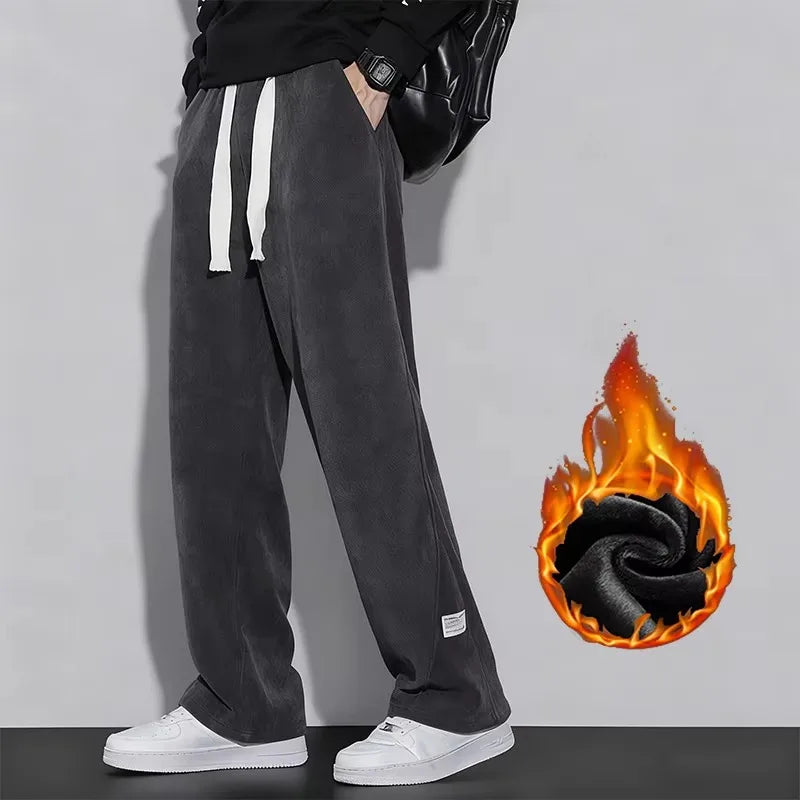 Unisex Winterhose mit Fleecefutter, Lässige Weite Freizeithose mit Kordelzug