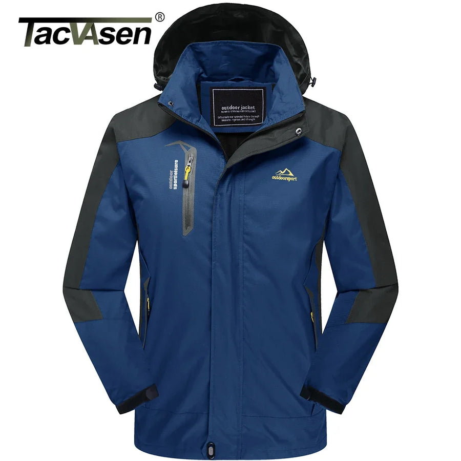Outdoor Jacke mit Kapuze für Herren, Zweifarbig, Reißverschluss, Wasserabweisend