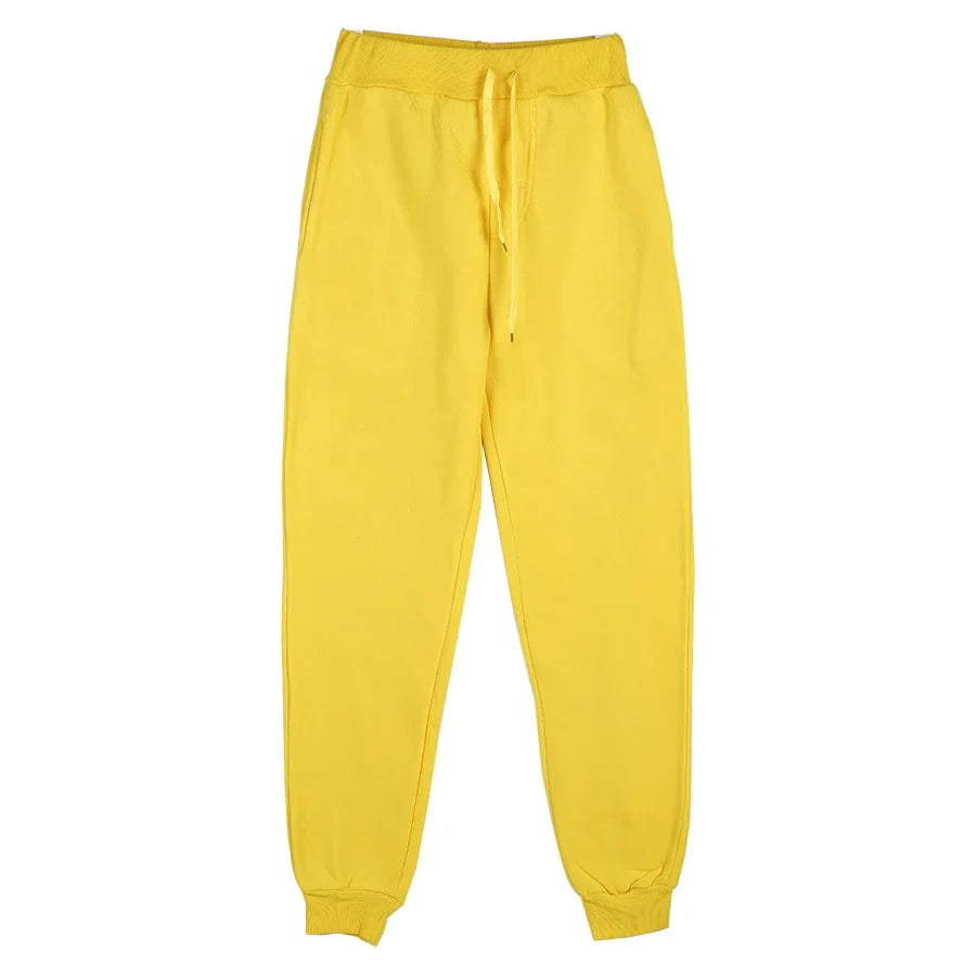 Unisex Jogginghose Sportlich Freizeithose mit Kordelzug Bündchen Gelb
