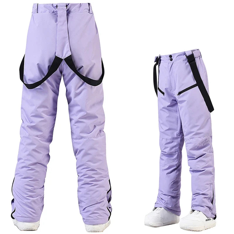 Skihose Schneehose Lila mit Trägern