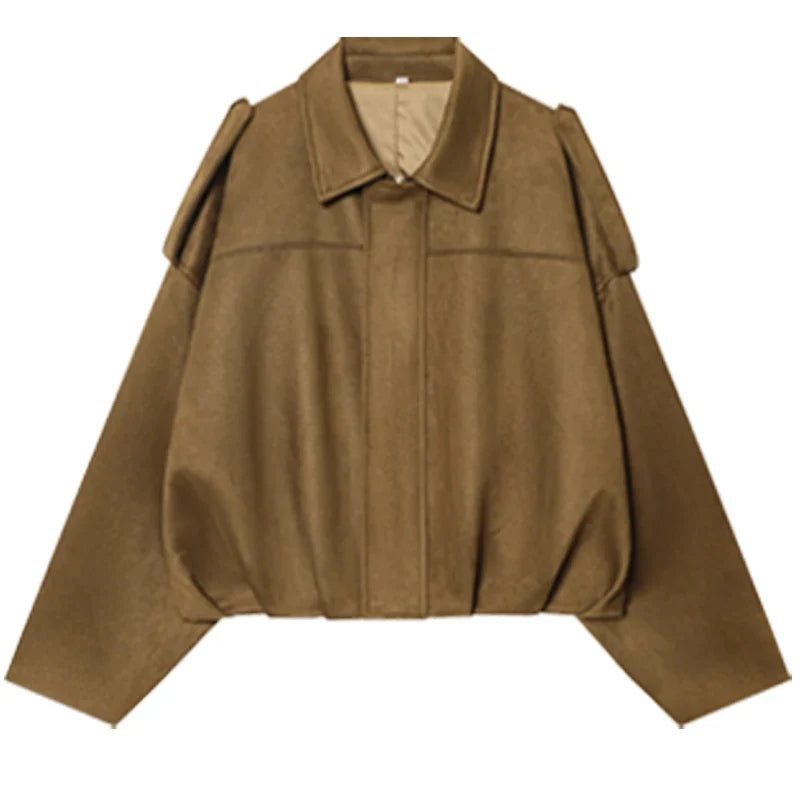 Damen Bomberjacke Kurz geschnitten Oversize-Passform mit Kragen und Schulterriegeln