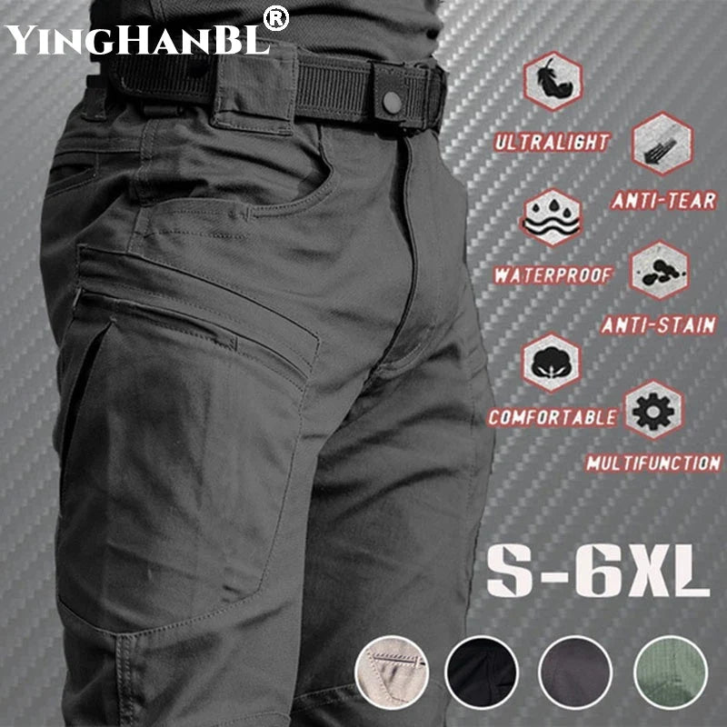 Herren Cargo-Hose mit mehreren Taschen, elastischem Bund