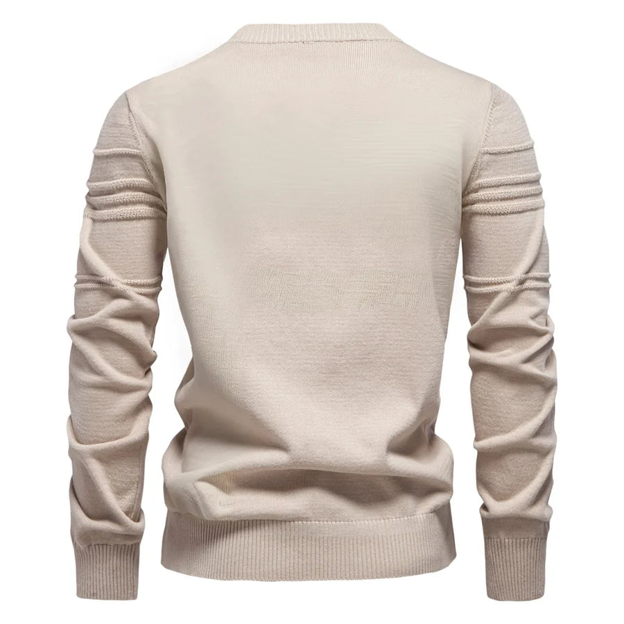 Heren trui met ronde hals en structuurpatroon, beige
