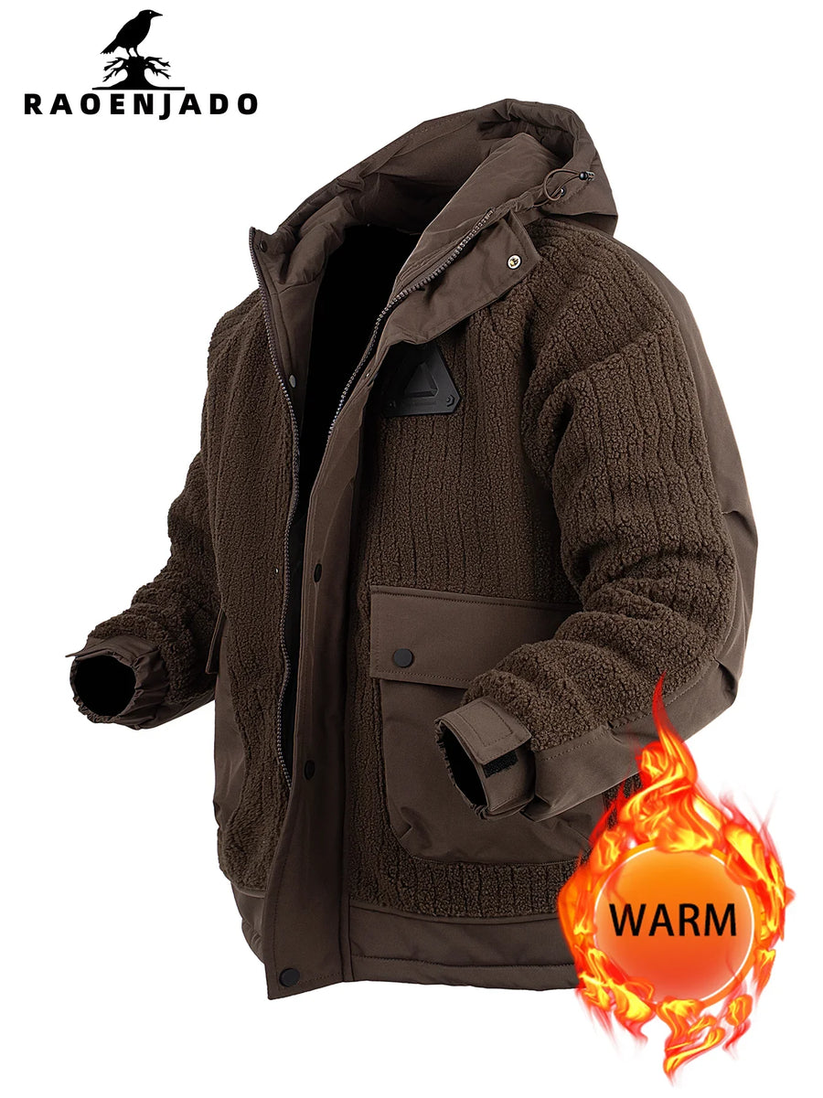 Unisex Kapuzenjacke Teddyfleece Warm Taschendetails