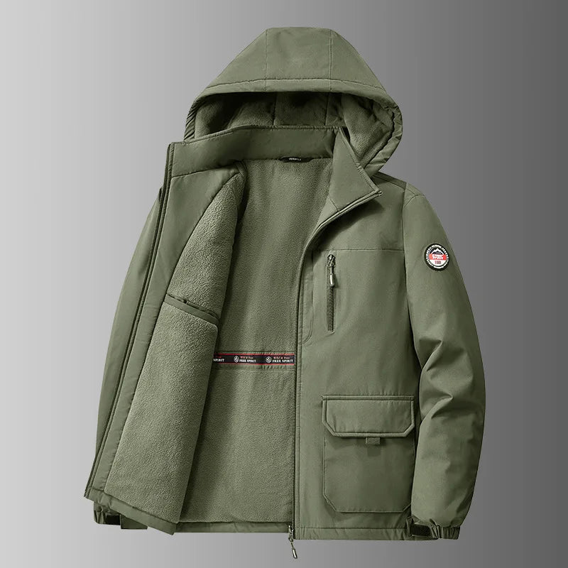 Herren Winterjacke mit Kapuze Fleece-gefüttert – Warme Outdoor-Jacke