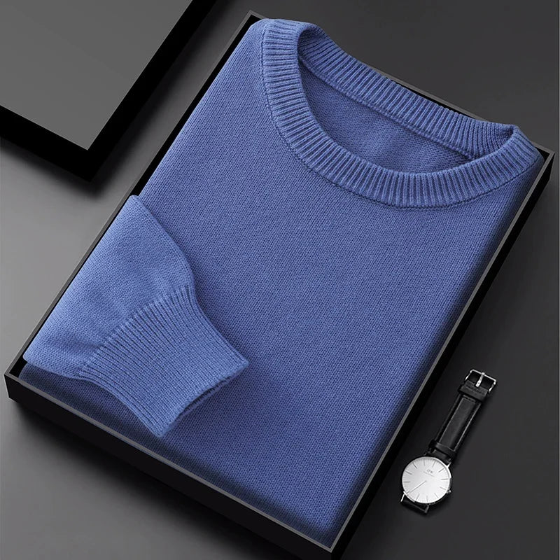 Herren Rundhals Pullover Basic Strickpullover Langarm