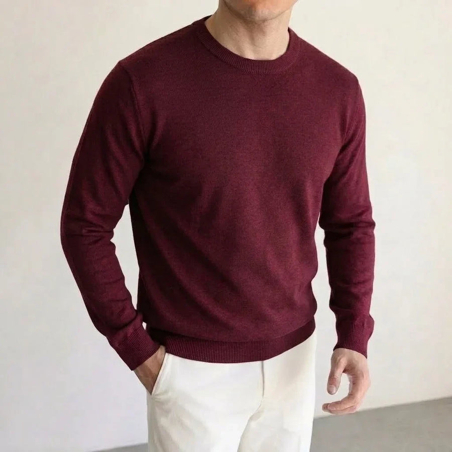 Heren pullover met ronde hals, lange mouwen, basic gebreide pullover