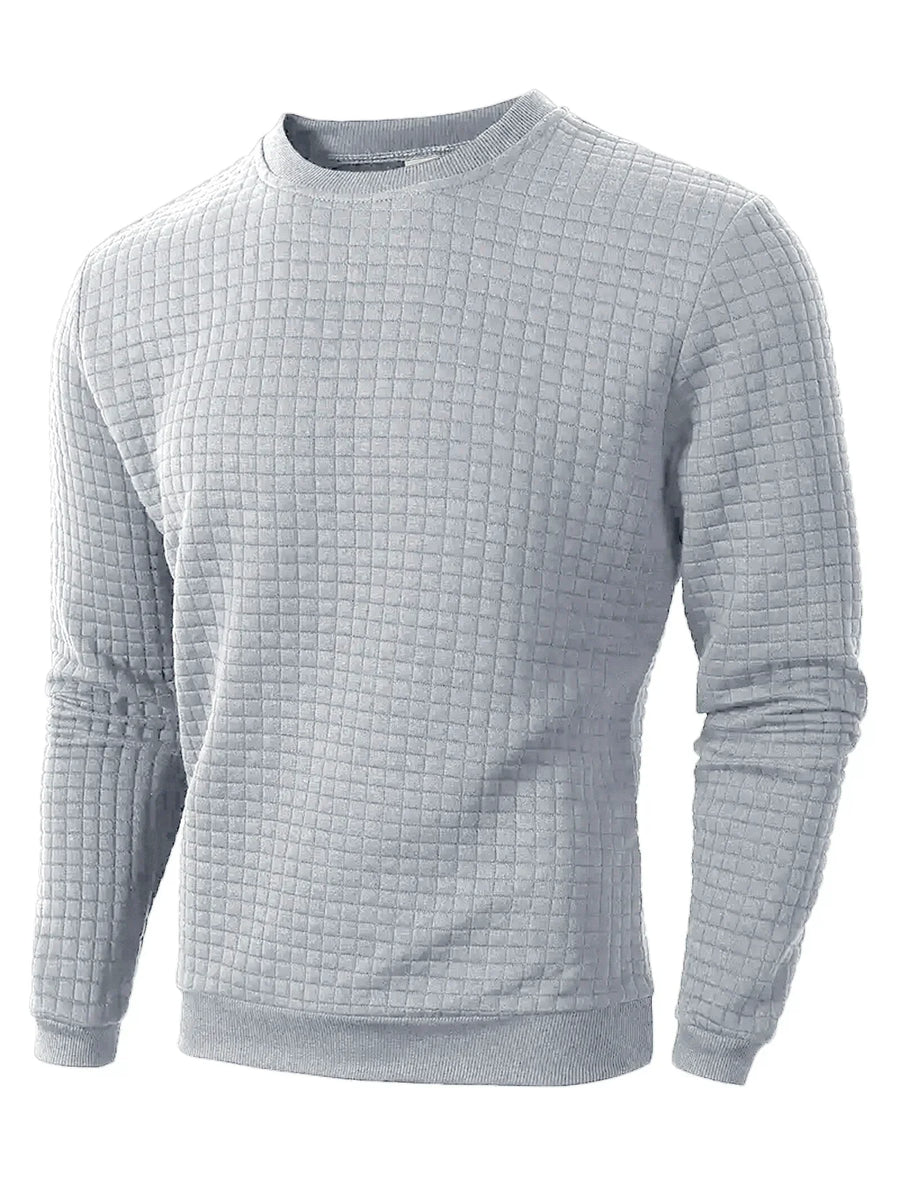 Gestructureerd sweatshirt met ronde hals voor heren, lange mouwen - diverse kleuren