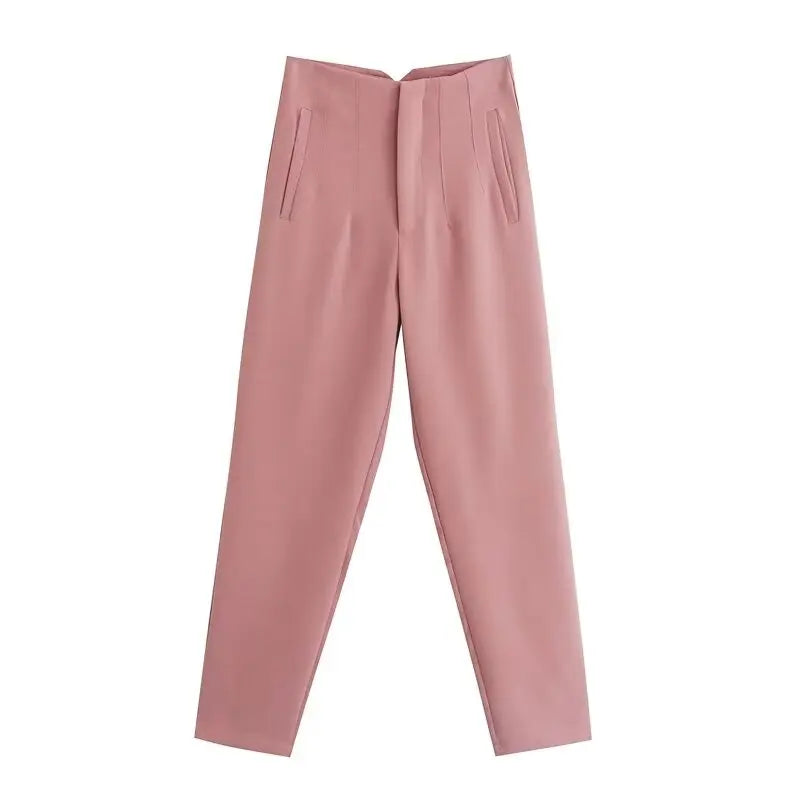 Damen High-Waist Stoffhose mit Falten-Detail und geradem Bein, Business & Freizeit