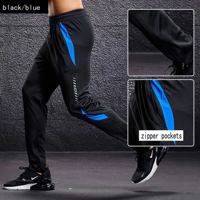 Herren Sport Trainingshose Schwarz mit Farbstreifen Jogginghose Reißverschlusstaschen