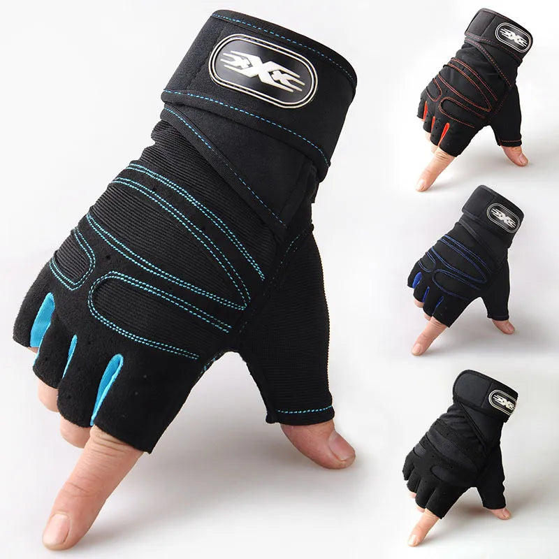 Unisex Fitnesshandschuhe Schwarz Kurzfinger Gewichtheben Training rutschfest mit Handgelenkstütze