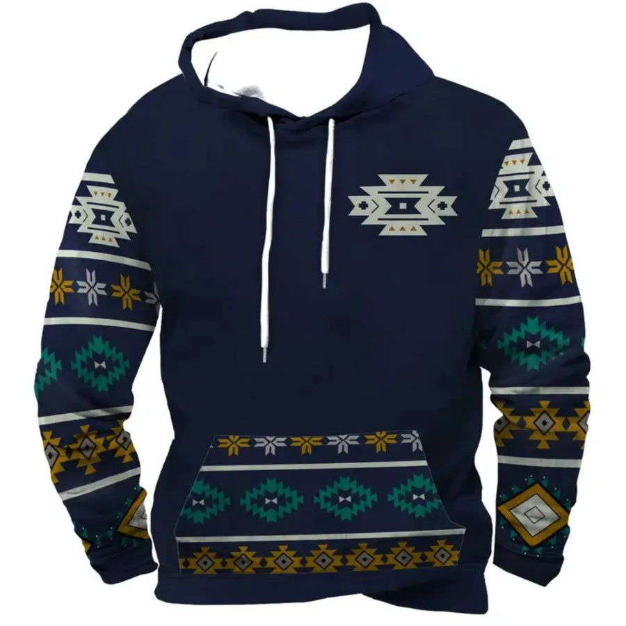 Hoodie mit Motivdruck, Kängurutasche, Kapuze und Kordelzug