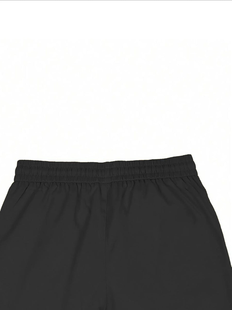Zwarte herencargobroek met zakken, elastische tailleband
