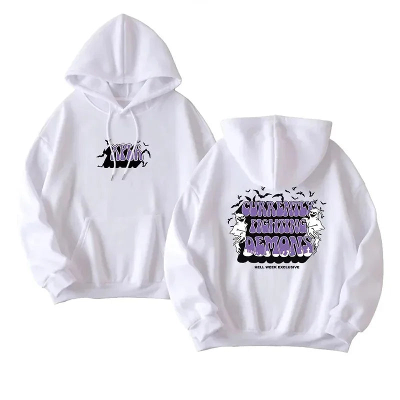 Unisexhoodie met capuchon en statementprint