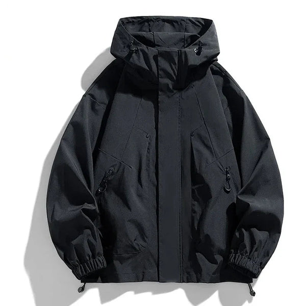 Unisex Kapuzenjacke Freizeitjacke mit Reißverschlusstaschen Schwarz