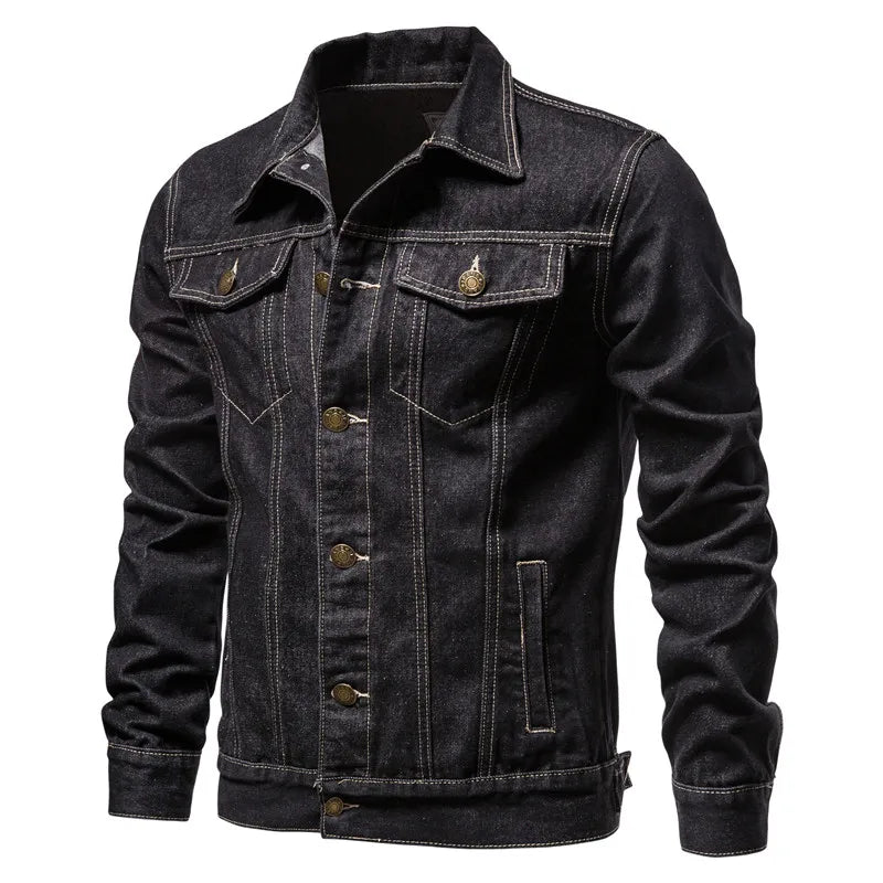Jeansjacke Herren im Denim-Look mit Knopfverschluss und Brusttaschen