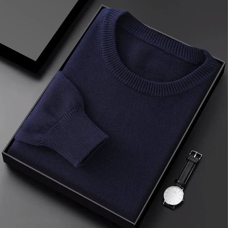 Herren Rundhals Pullover Basic Strickpullover Langarm
