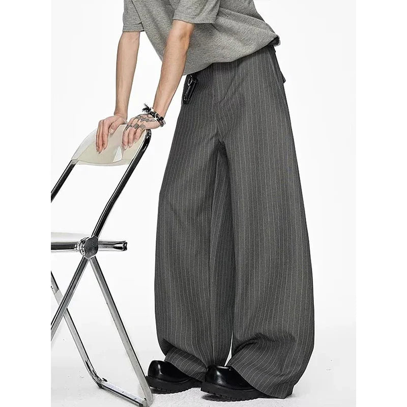 Weite Herrenhose Grau mit Nadelstreifen Elegant Freizeit
