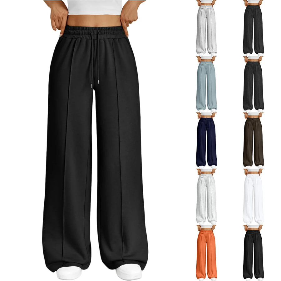 Loungewearbroek voor dames met wijde pijpen en trekkoord - verschillende kleuren