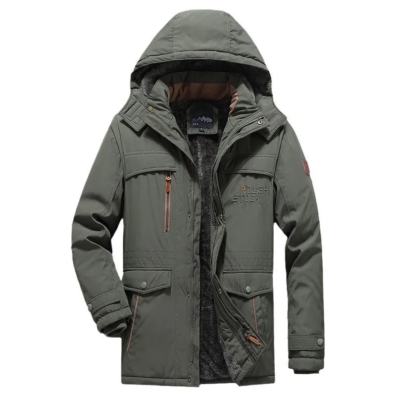 Herren Winterjacke mit Kapuze Gefüttert Mehreren Taschen