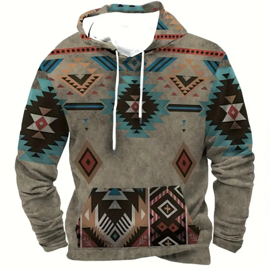 Hoodie mit Motivdruck, Kängurutasche, Kapuze und Kordelzug