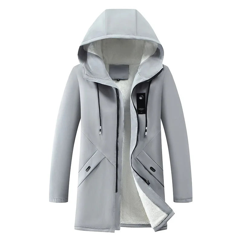 Herren Winterjacke mit Kapuze Gefüttert Lang Warm Parka