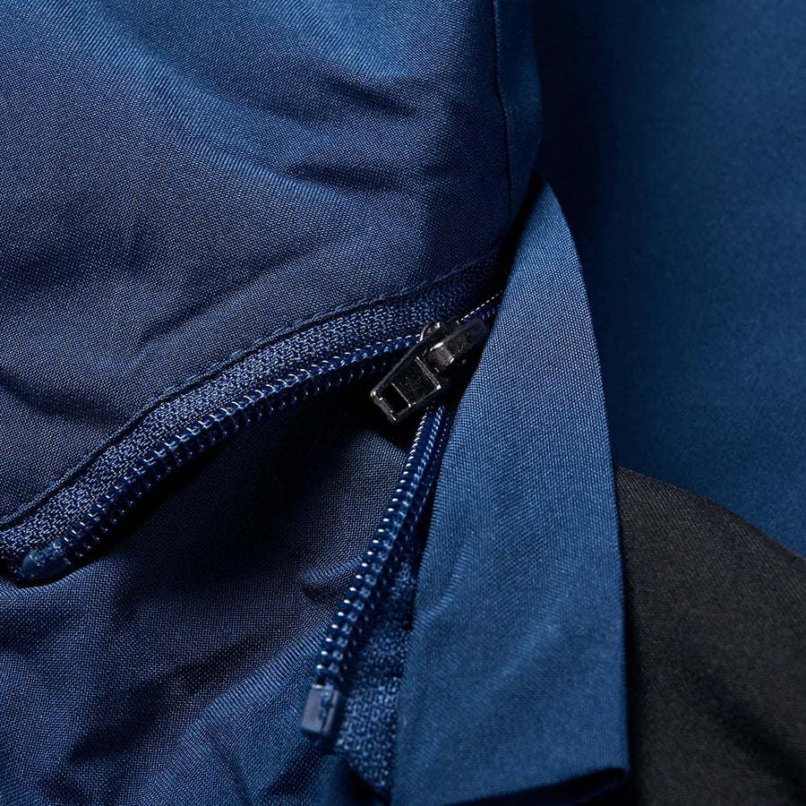 Herren Winterjacke mit Kapuze, gefüttert, wasserabweisend, blau-schwarz