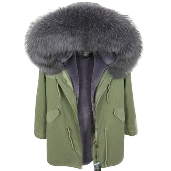 Winterparka mit Plüschfutter und Kunstpelzbesatz an Kapuze