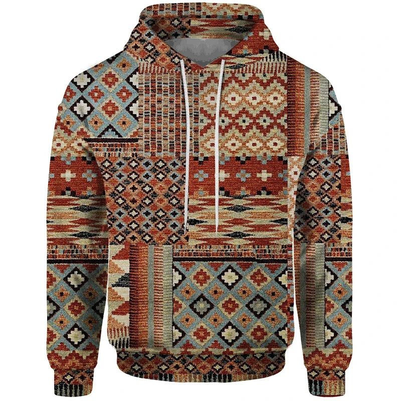 Hoodie met patchworkpatroon en capuchon
