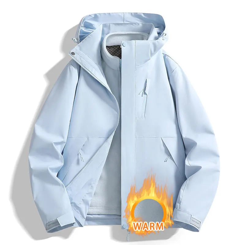 3-in-1 Jacke Unisex Wasserdicht Winddicht Winterjacke mit Fleece-Innenfutter Kapuze