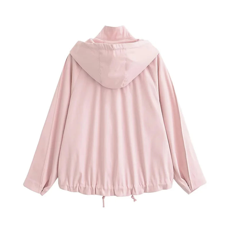 Damen Jacke mit Kapuze in Rosa, leicht