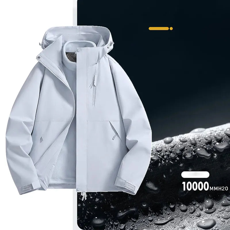3-in-1 Jacke Unisex Wasserdicht Winddicht Winterjacke mit Fleece-Innenfutter Kapuze
