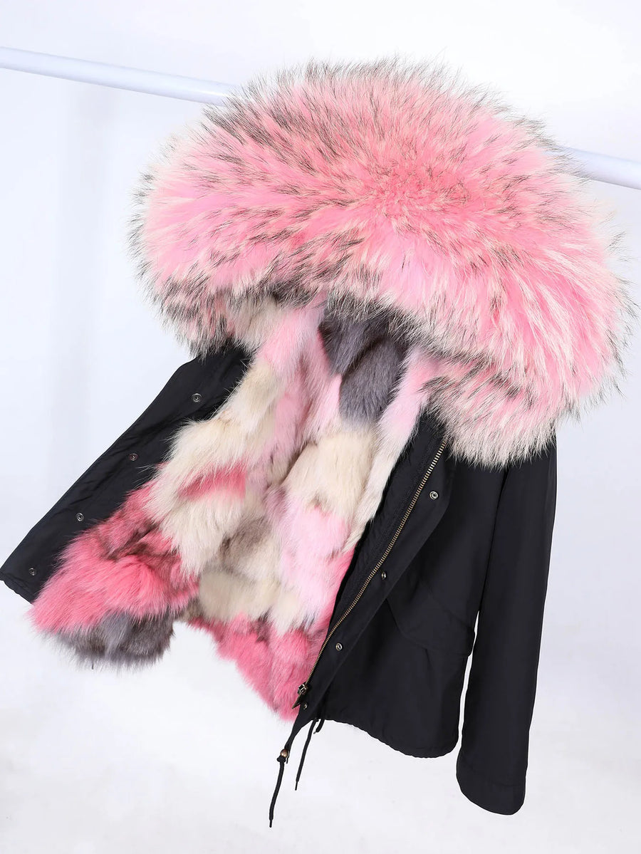 Damen Winterparka mit abnehmbarem Kunstpelzbesatz und Futter