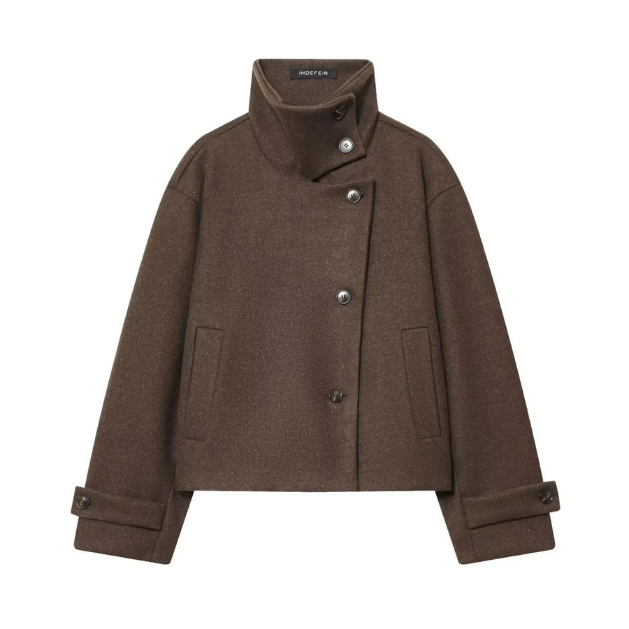 Damen Kurzjacke mit Stehkragen und seitlicher Knopfleiste