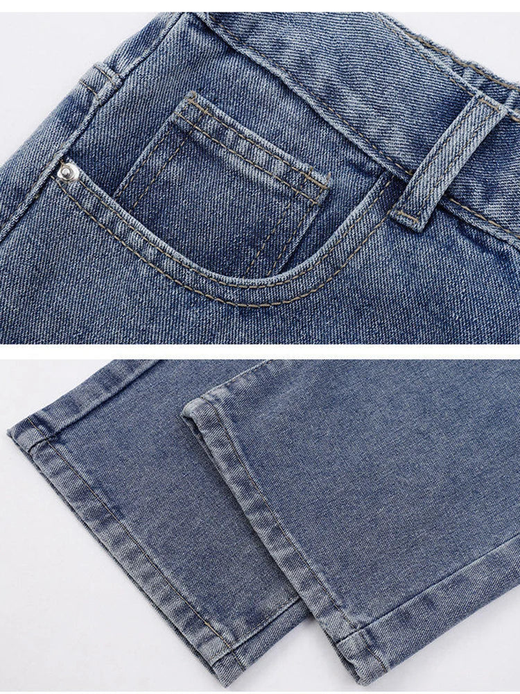 Herenjeans met ruime pasvorm en rechte pijpen denim broek