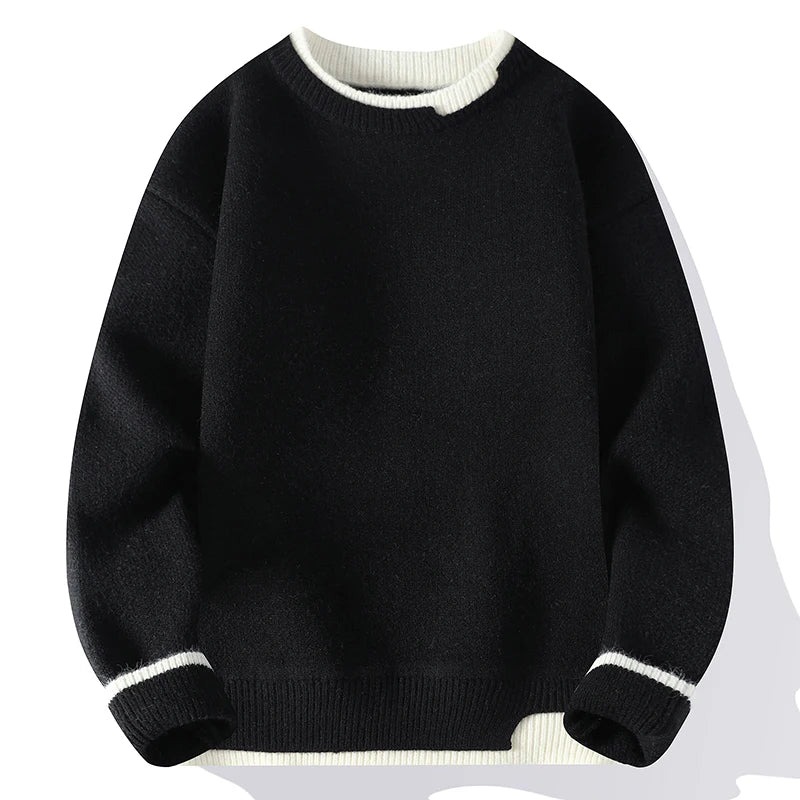 Unisex tweekleurige trui met ronde hals, gebreid, zacht materiaal