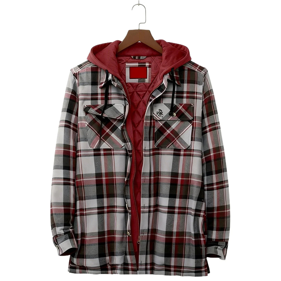 Karierte Jacke mit Kapuze & Steppfutter Herren