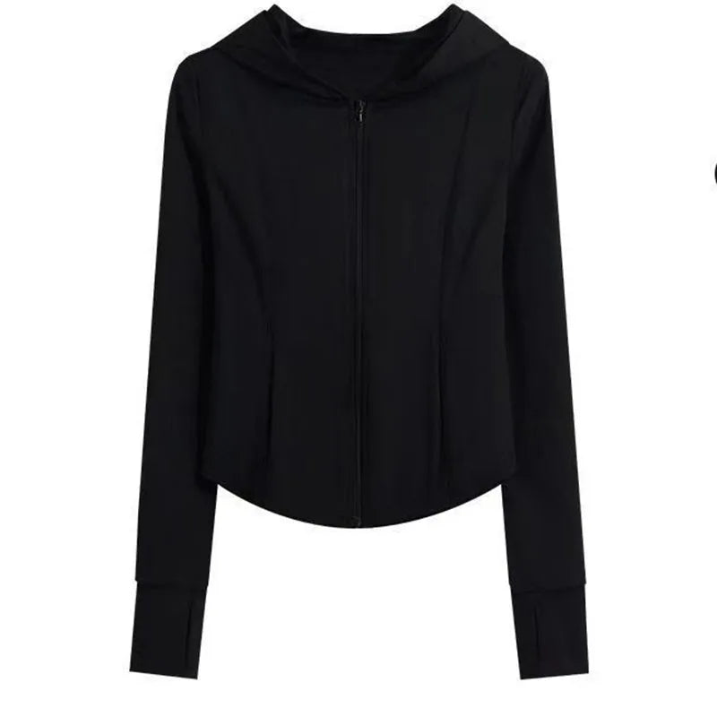 Damen Sportjacke Kapuzenjacke Langarm Reißverschluss