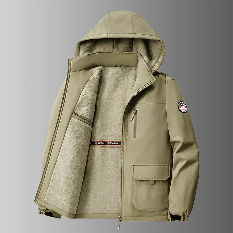 Herren Winterjacke mit Kapuze Fleece-gefüttert – Warme Outdoor-Jacke