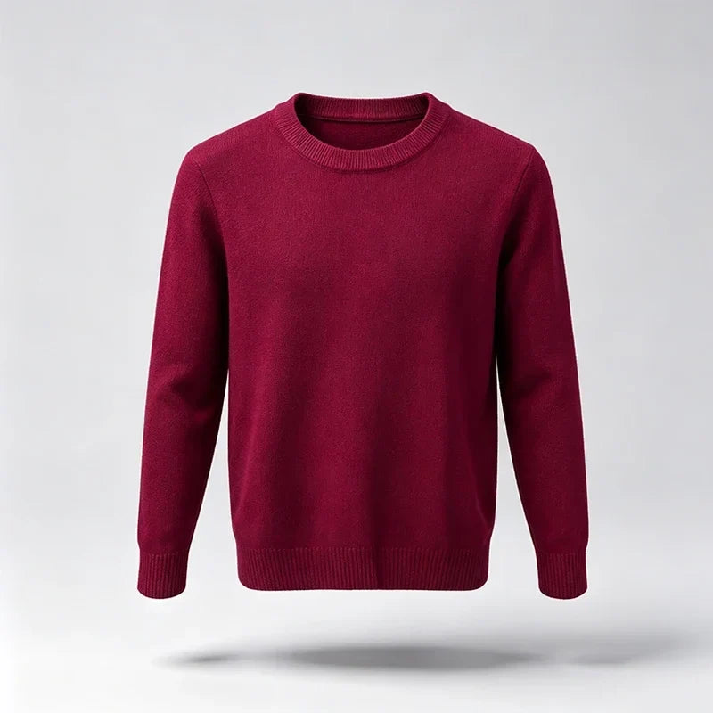 Unisex basic pullover met ronde hals, lange mouwen en gebreide look