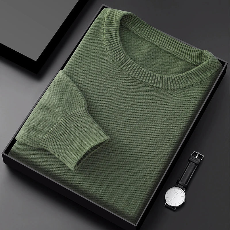 Herren Rundhals Pullover Basic Strickpullover Langarm