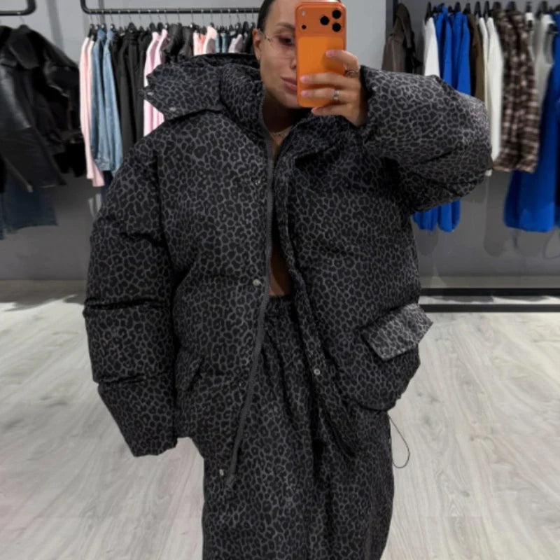 Damen Steppjacke mit Muster / Hose mit Muster