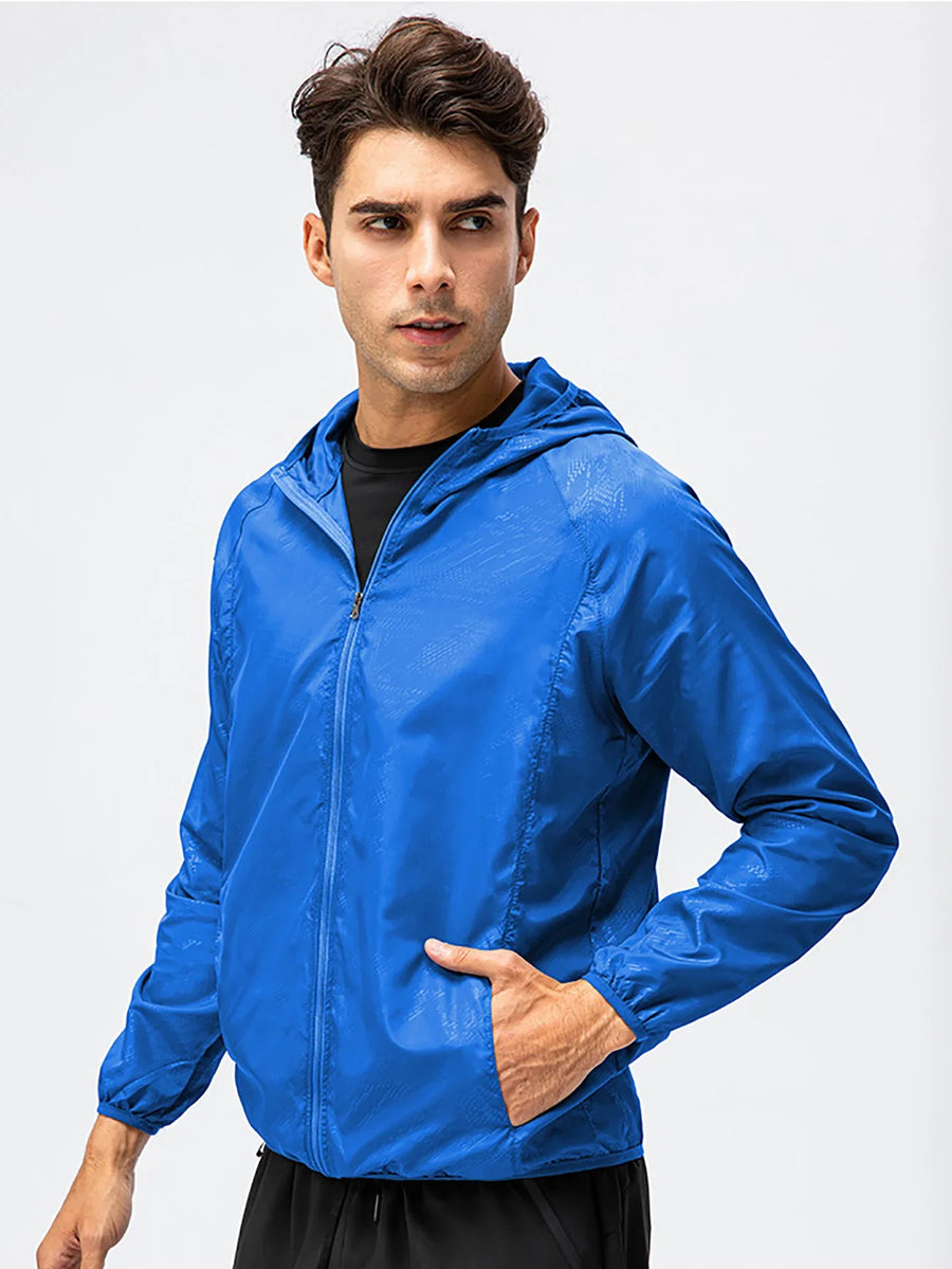 Leichte Kapuzenjacke Windbreaker Faltbar mit Reißverschluss Sportlich Unisex