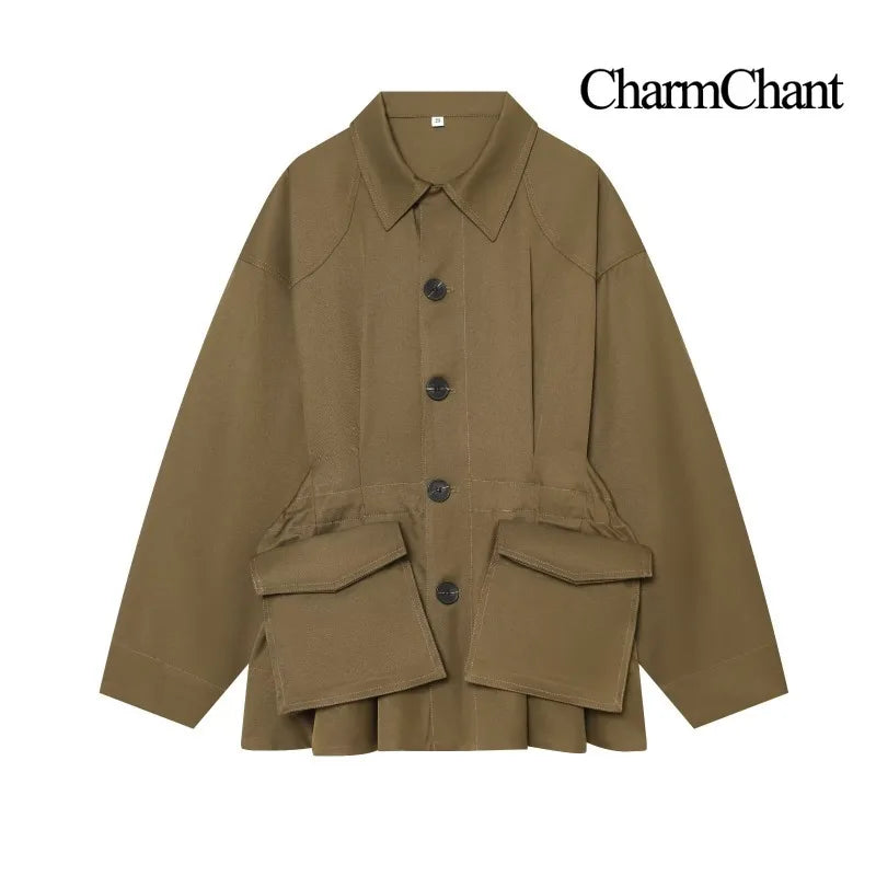 Damen Übergangsjacke mit Kentkragen und großen Pattentaschen