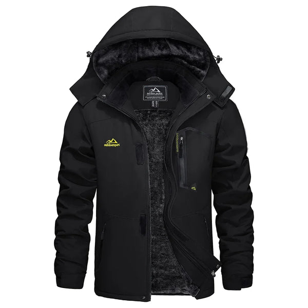 Herren Winterjacke mit Kapuze, gefüttert, atmungsaktiv, outdoor