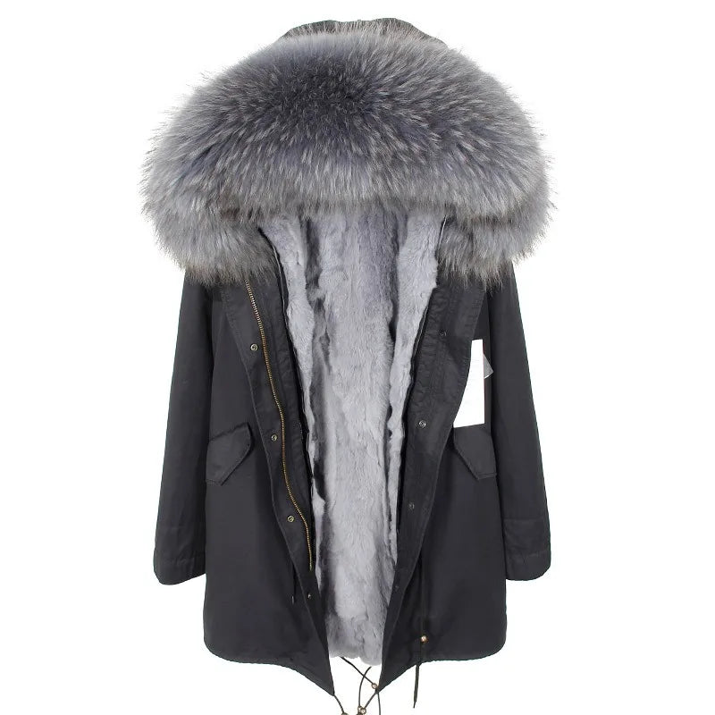 Damen Winterparka mit abnehmbarem Kunstpelzbesatz und Futter