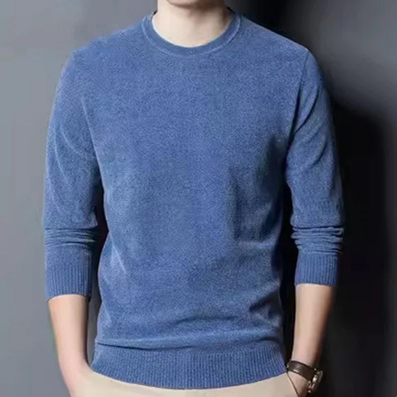 Herren Rundhals Pullover Langarm Fleece-Futter