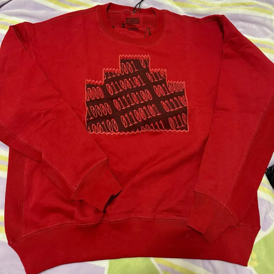 Uniseks sweatshirt met lange mouwen, ronde hals, grafische print en patch op de mouw