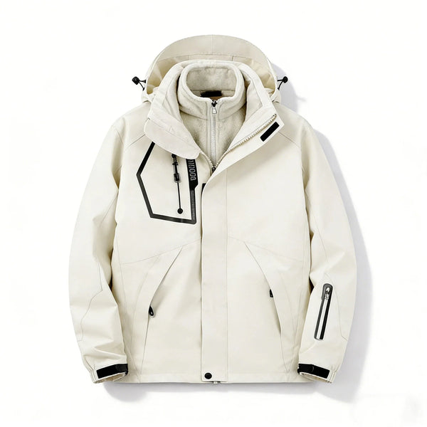 Unisex outdoorjas 3-in-1, waterdicht met capuchon, meerdere zakken, functionele jas
