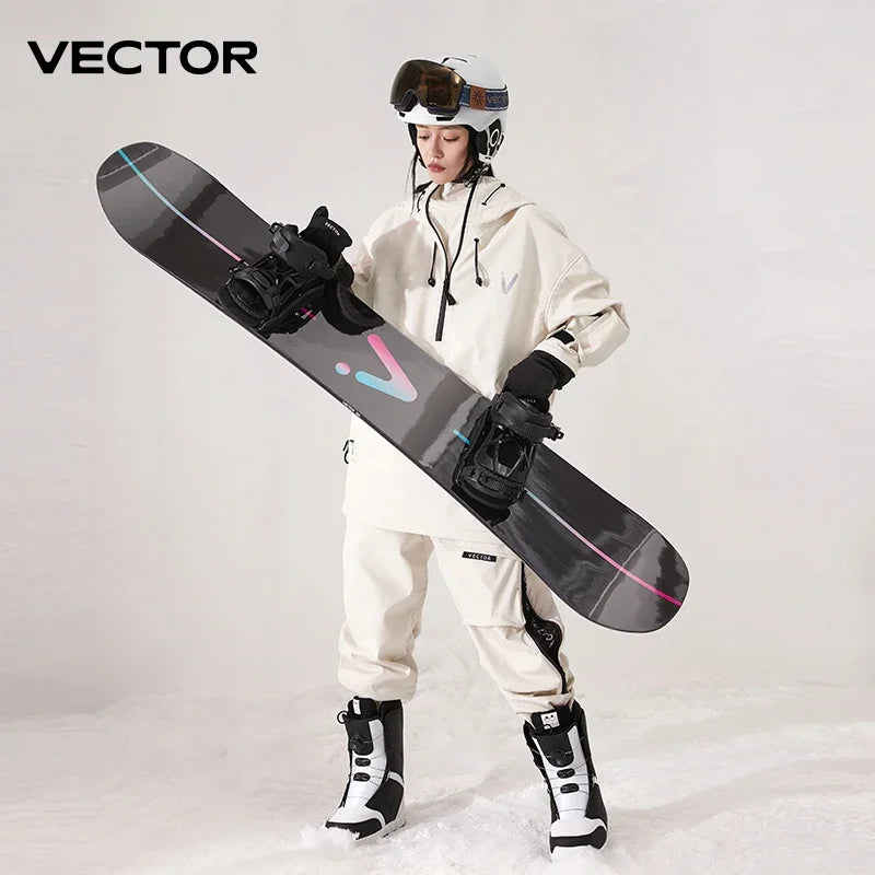 Ski Anorak Jacke mit Kapuze und Half-Zip, Beige